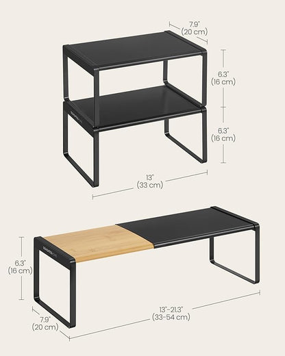 SONGMICS HOME Spice Racks, Expandable Cupboard Shelf Orgnizers, Kitchen Counter