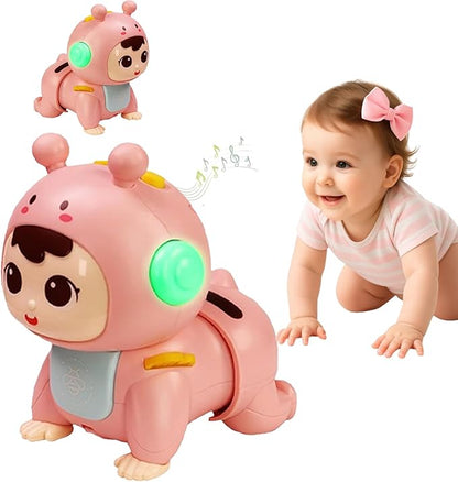 Crawling Baby Toys, Fun Tummy Time Toys for Toddler with Music and Light, Interactive Walking Moving Sensory Toys for Infant Baby Girls Boys, Age 12 to 18 Months
