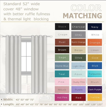 KOUFALL Taupe 52x96 Inches Long Blackout Curtains