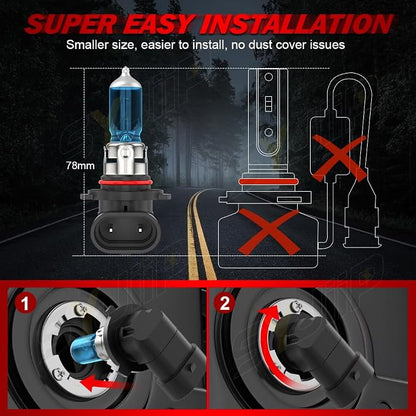 Upgraded Halogen Headlight Bulbs For Nissan Rogue 2008 2009 2011 2012 2013 2014, 9005 H11 High Low Beam Headlamp White Lights, 300% Brightness, Plug n Play, 4-Pack