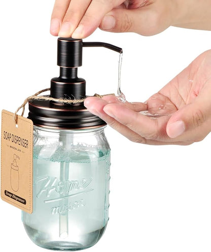 Amolliar Mason Jar Liquid Soap Dispenser, Rustproof Stainless Steel Replacement