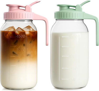 2 Pack - 64oz Glass Breast Milk Pitcher - Wide Mouth