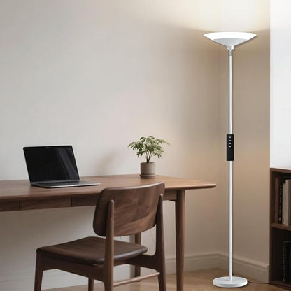 SIBRILLE White Torchiere Floor Lamp - 30W Dimmable LED Standing Lamp