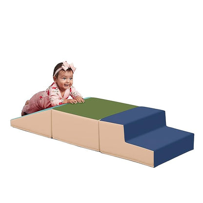 ECR4Kids SoftZone Junior Little Me Climb Crawl and Slide, Beginner Playset, Earthtone, 3-Piece