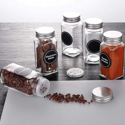 WUWEOT 24 Pack Plastic Spice Jars, 4 oz Spice Bottle Square Seasoning Containers
