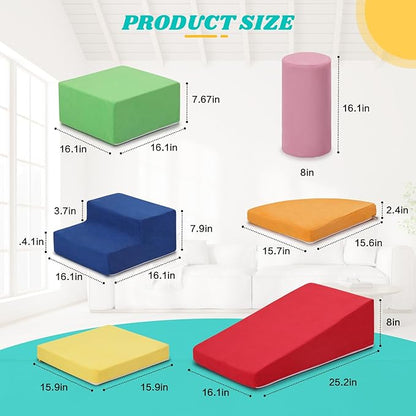 6-Piece Set Baby Foam Climbing Blocks for Toddlers - Baby Climbing Toys for Toddlers Indoor - Kids Soft Play Climbing for Toddlers - Velvet Foam Play Gym Playtime Corner Climber