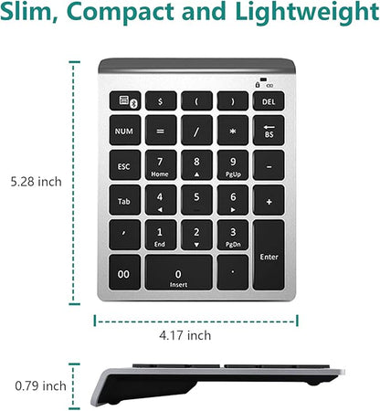 Lekvey Bluetooth Number Pad, 10 Keys Numeric Keypad Portable Wireless Bluetooth
