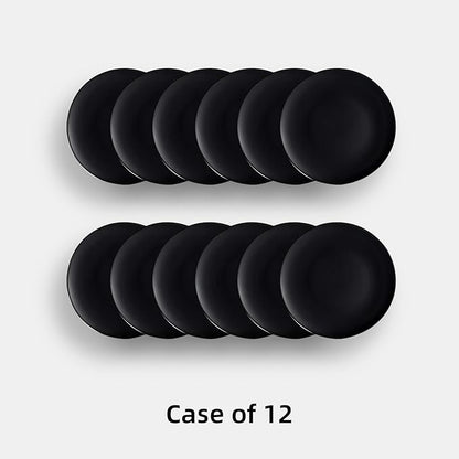 Stoneware Coupe Commercial Grade Dinner Plates, Matte Black Round Plates 10.5", Case of 12