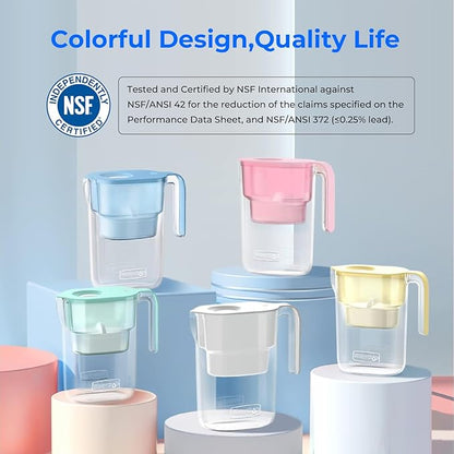 Waterdrop PT-05B Water Filter Pitcher, 7-Cup Capacity, NSF Certified, 5X Longer