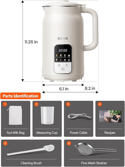 GDOR 35oz Nut Milk Maker, 9-in-1 Plant Milk Machine