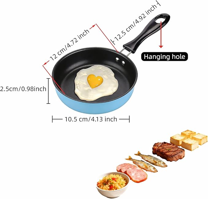 4.7 Inch Mini Frying Pan, Flat Bottom Design