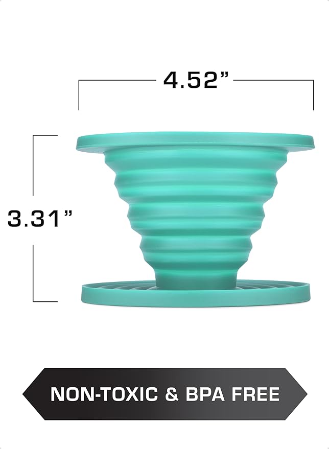 COLETTI Sierra Camping Pour Over Coffee Dripper ??Collapsible Pour Over Coffee Dripper ??Includes Pack of Paper Filters [Teal, Pack of 2]