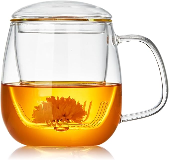 DOPUDO Large Glass Tea Cup, 34 oz Borosilicate Glass Tea Mug