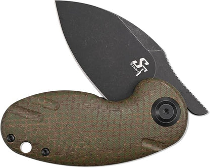 Sitivien ST153 Pocket Folding Knife,Sandvik 14C28N Black Stonewashed Blade with Micarta Handle,Chinese Zodiac Series EDC Tool Knifes Utility Knife for Camping Hunting Survival Hiking(Green) … …