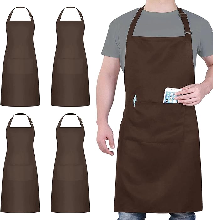 4 Packs Chef Apron, Waterproof Apron, Adjustable Aprons