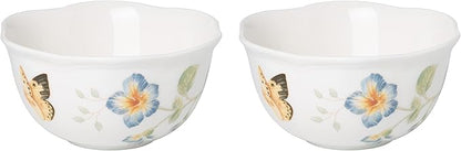 Lenox 890914 Butterfly Meadow 2-Piece Porcelain Dessert Bowl Set, Blue, 4.75"