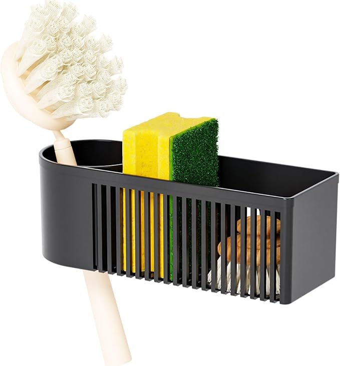 SuoXing Inside Sink Sponge Holder, Plastic Dish Sink Organizer