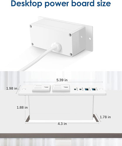 Recessed Power Strip Fast Charging Station 2 PD 65W USB C, Flush Mount