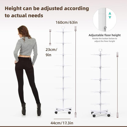 YEOOE Retail Display Racks 7 Tier Spinning Display Stand, Movable Shop Spinner