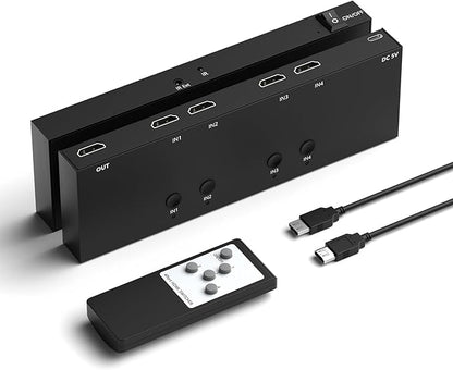 4 in 1 Out HDMI Converter with 4k@60Hz HDMI Switch & Infrared Remote Control