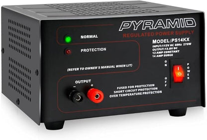 Pyramid Universal Compact Bench Power Supply - 12 Amp Linear Regulated Home Lab