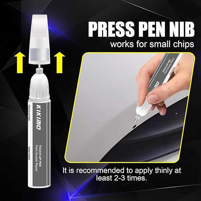KIKIMO for Honda Touch Up Paint(Meteorite Gray Metallic(NH-904M)), Car Paint Repair Kit for Honda, 2 In 1 Scratches Repair with Pen Tip and Brush, Color-Matched for Quick & Easy Fix