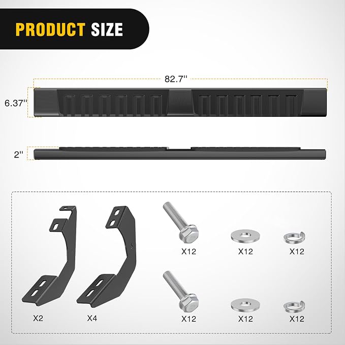 Nilight Running Boards for 2007-2021 Toyota Tundra Crewmax Cab 4 Full Size Doors 6 Inch Side Step Nerf Bars Black