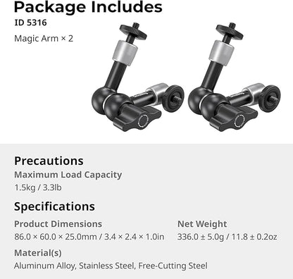SMALLRIG 5.5-inch Magic Arm 2-Pack, Articulating Adjustable Friction Arm Mount