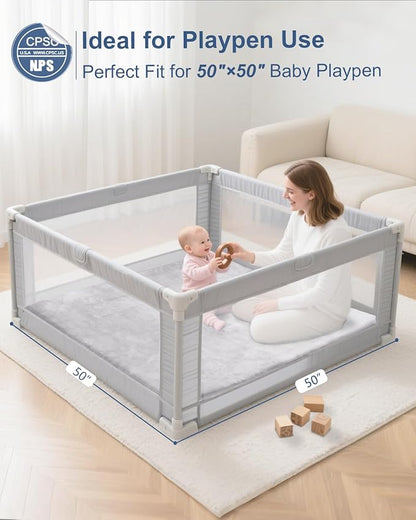 SEPARO Thick Baby Play Mat for Floor,50 x 50 Playpen Mat,Tummy Time Foam Mats,Ultra Soft Support & Plush Feel,Easy Care with Non-Slip Cushioned for Infant,Kids and Toddler Crawling,Grey