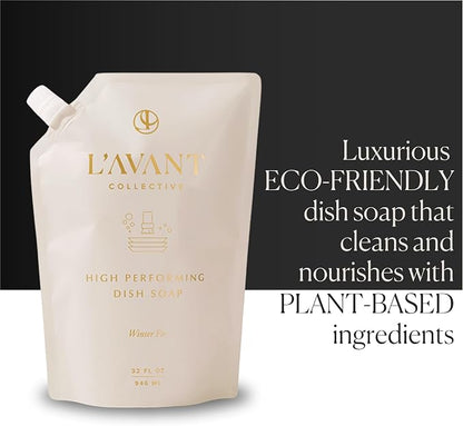 L'AVANT Collective Natural Luxury Dish Soap Refill, Winter Fir, 32 Fl Oz | Plant-based grease-cutting formula, gentle on hands, Winter Fir scent, glass bottle refill, non-toxic, cruelty-free, 32 fl oz