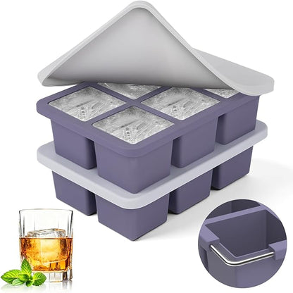 mossime Silicone Ice Cube Tray: 2pack Square Whiskey Large Ice Cube Molds
