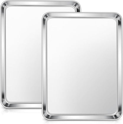 E-far Stainless Steel Baking Sheets, 12.4” x9.7” x 1” Baking Cookie Sheets Pans