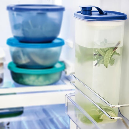 Tupperware Slim Line 2-Pitcher Set in Blue, Dishwasher Safe and BPA Free