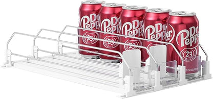 Drink Organizer for Fridge-White Automatic Pusher Glide, 12oz 16oz 20oz-Soda