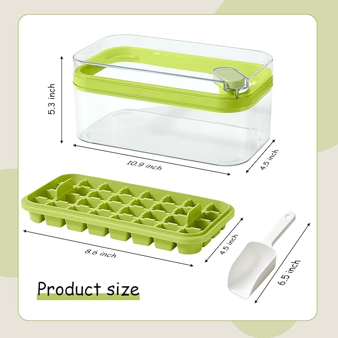Ice Cube Tray with Lid and Bin, 2 Pack