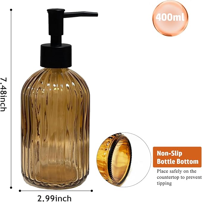 14Oz Black Pump Glass Soap Dispenser,