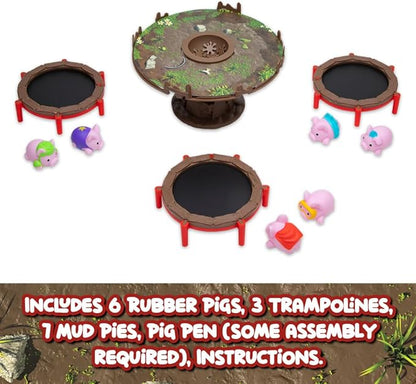 PlayMonster Pigs on Trampolines Board Games – Multi-Player, Preschool Toys, Hand-Eye-Coordination Game, The Muddiest Pig Wins, Ages 6+