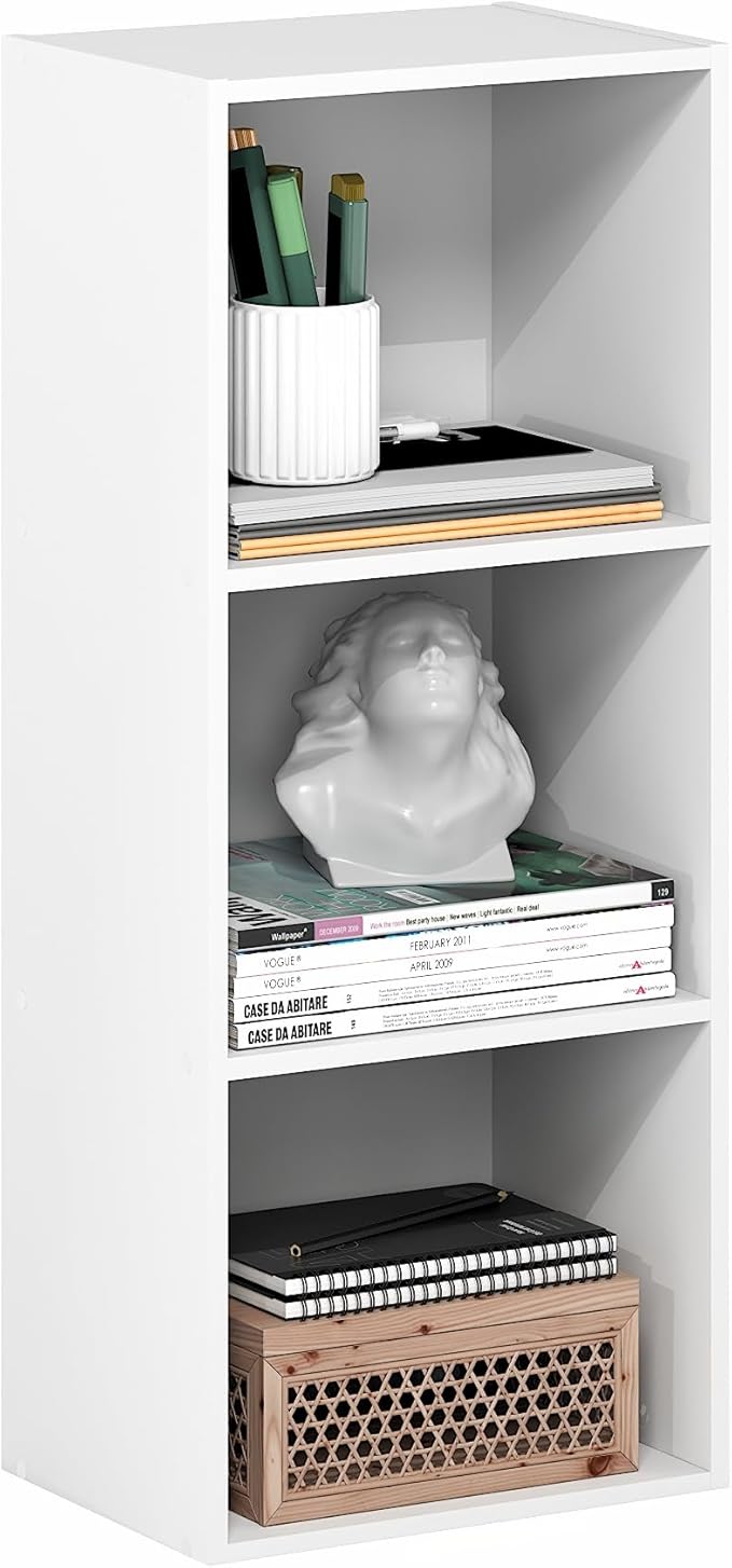 Furinno LUDER Book Shelf, 3-Cube Bookshelf, Bookcase