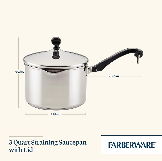 Farberware Classic Stainless Steel 3-Quart Covered Straining Saucepan