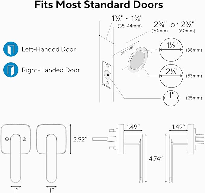 ULTRALOQ Passage Lever Door Handle, Reversible Handle No Lock