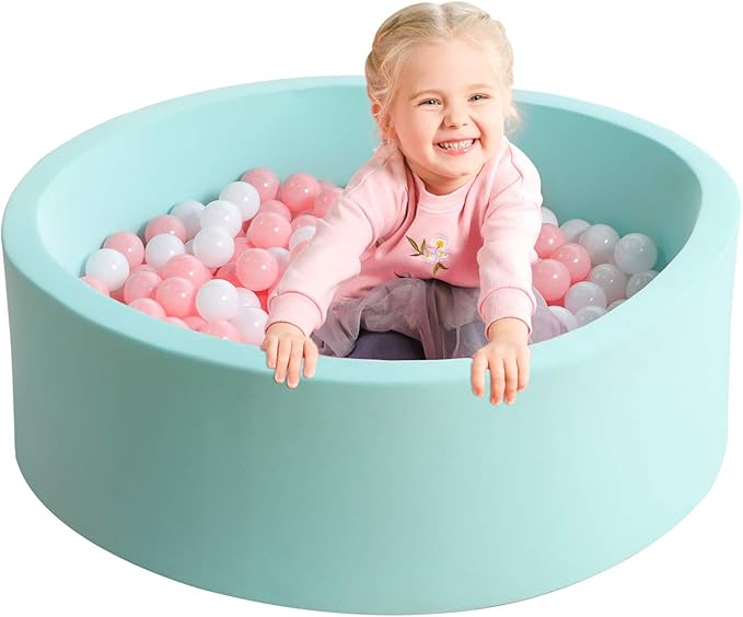TRENDBOX Memory Foam Sponge Indoor Round Ball Pit (NO Balls) for Toddler Children - Light Blue