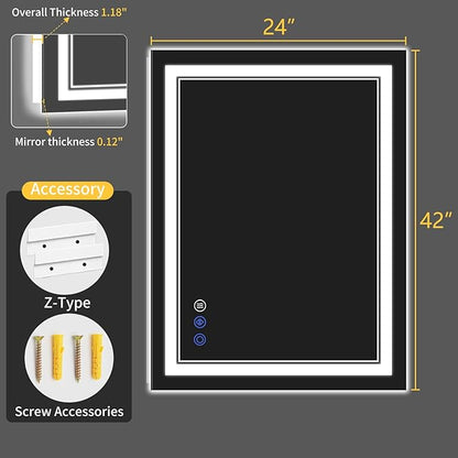 24"x42" LED Bathroom Mirror