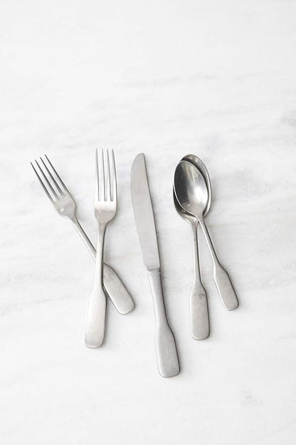 FORTESSA Ashton 18/10 Stainless Steel Flatware, 5 Piece Place Setting With Knife, Forks and Spoons (Service For 1), Dishwasher Safe, Antiqued