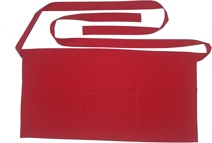 Resist water 3 big Pockets Waist Server Apron Kitchen Restaurant Unisex Half