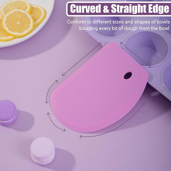 Silicone Dough Scraper with Stainless Steel Sheet, Curved Edge Flexible Bowl
