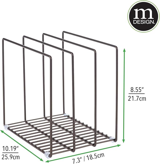 mDesign Steel Storage Tray Organizer Rack
