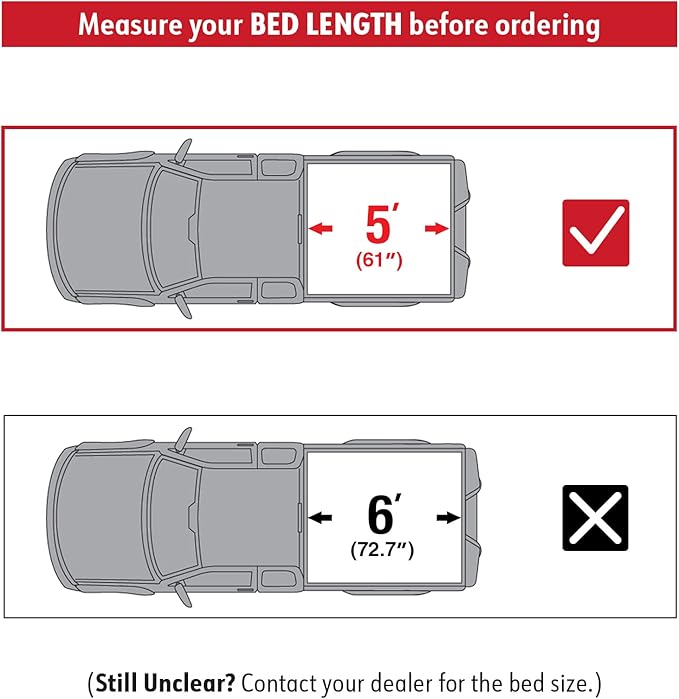 MaxMate Soft Roll-up Truck Bed Tonneau Cover Compatible with 2024-2025 Ford Ranger | 5' (61") Bed | TCF169205
