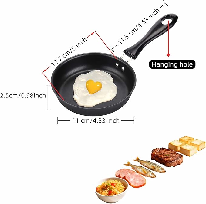 4.7 Inch Mini Frying Pan, Flat Bottom Design
