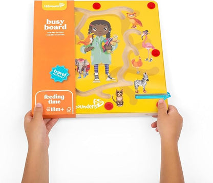 Upbounders® Montessori Wooden Busy Board Magnetic Maze Toy for Toddlers 18+ Months (Feeding Time Magnetic Busy Board)