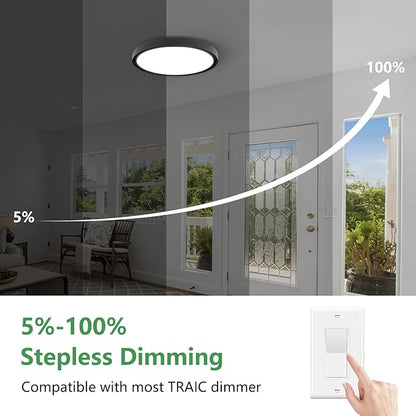 15.8 Inch Dimmable LED Flush Mount Ceiling Light, 3000K/3700K/4000K/5000K/6000K